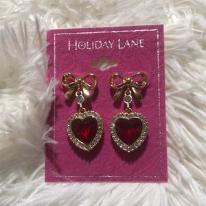 Macy’s Holiday Lane earrings red with diamonds brand new with tags attached.